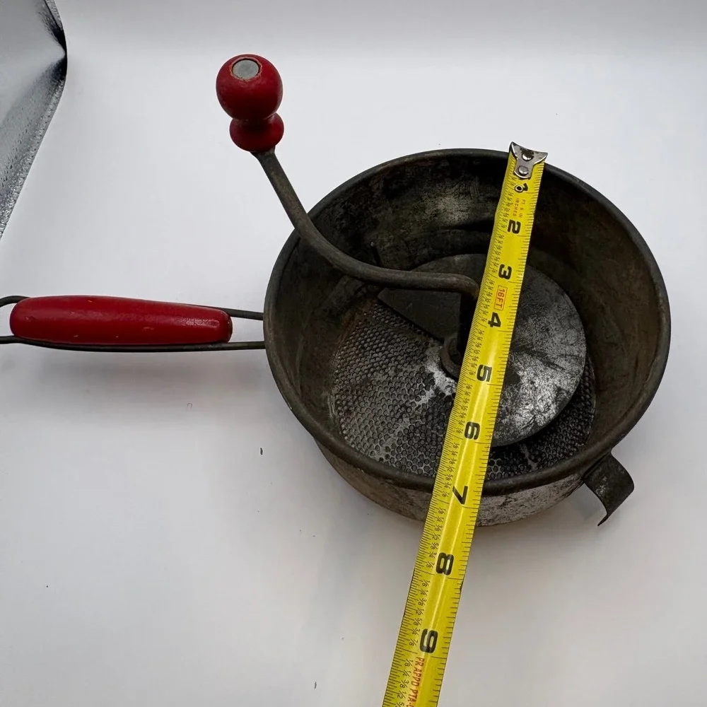 Vtg Foley Food Mill‎ Red Wood Handle Hand Crank Rustic Kitchen Decor Primitive